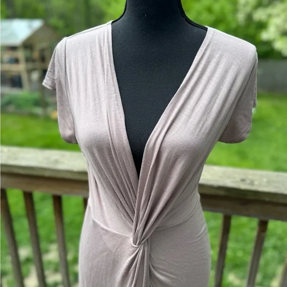 Rolla Coster taupe Ruched Midi Stretch Dress Large - Picture 2 of 7